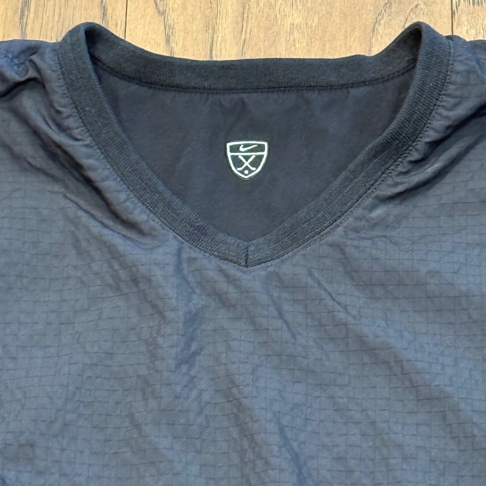Nike Golf Mens V-Neck Windbreaker Pullover Black Grid Ripstop Jacket Medium